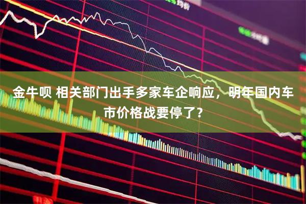 金牛呗 相关部门出手多家车企响应,明年国内车市价格战要停了?